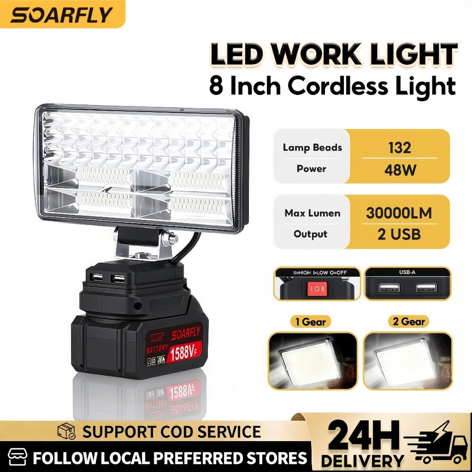 SOARFLY 8 Inch Cordless LED Work Light - Rechargeable Outdoor Floodlight