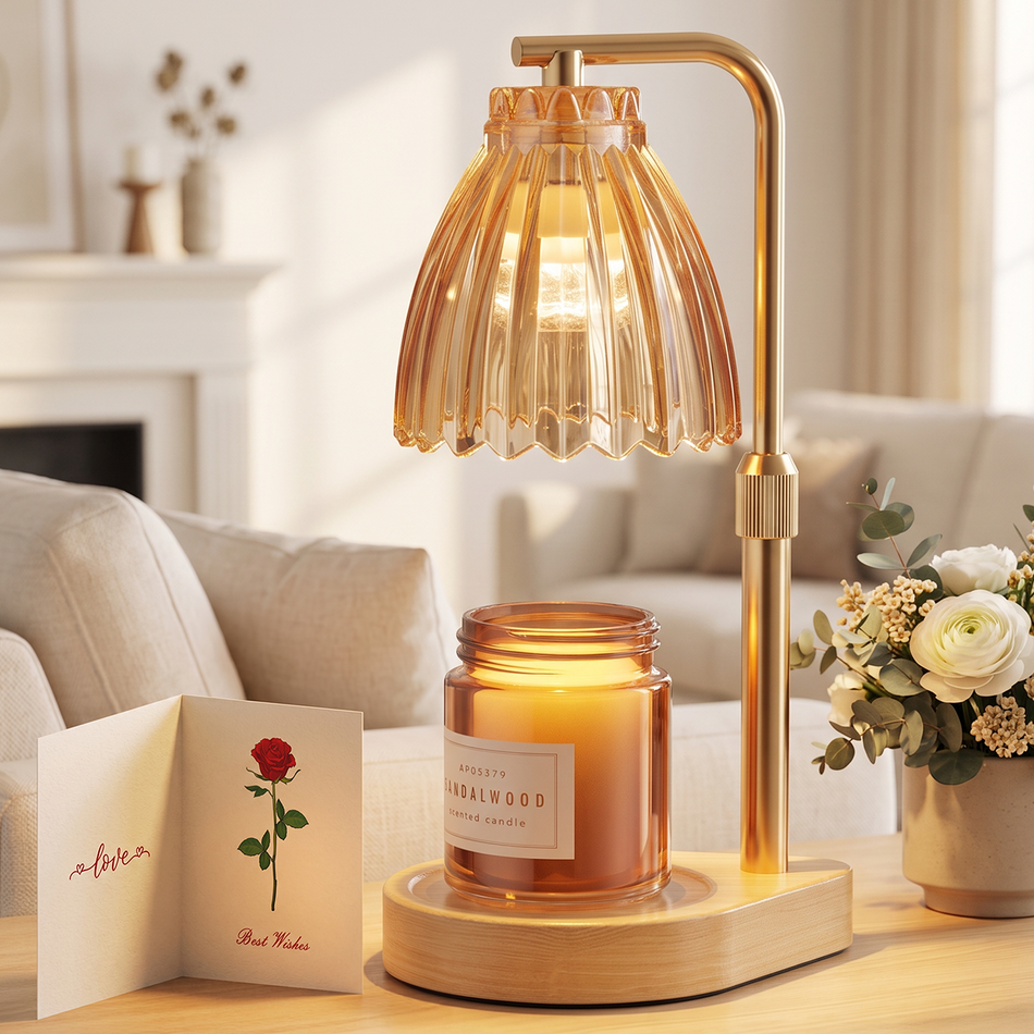 SOARFLY Candle Warmer Lamp with Timer, Dimmable, Adjustable Height Wax Warmer Lamp with 2*50W Bulbs, Flameless Candle Lamp for Large Scented Jar Candles, Gifts for Mom Friend Home Decor