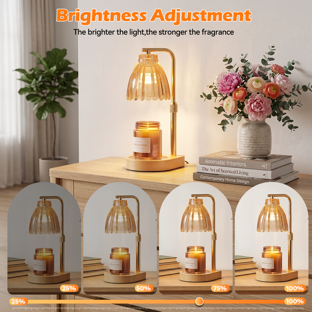 SOARFLY Candle Warmer Lamp with Timer, Dimmable, Adjustable Height Wax Warmer Lamp with 2*50W Bulbs, Flameless Candle Lamp for Large Scented Jar Candles, Gifts for Mom Friend Home Decor