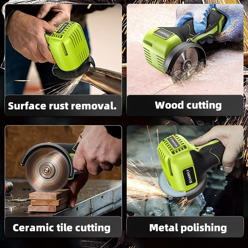 SOARFLY 3 Inch Cordless Angle Grinder Electric Hand Grinder Polisher Cutting Machine Two Batteries