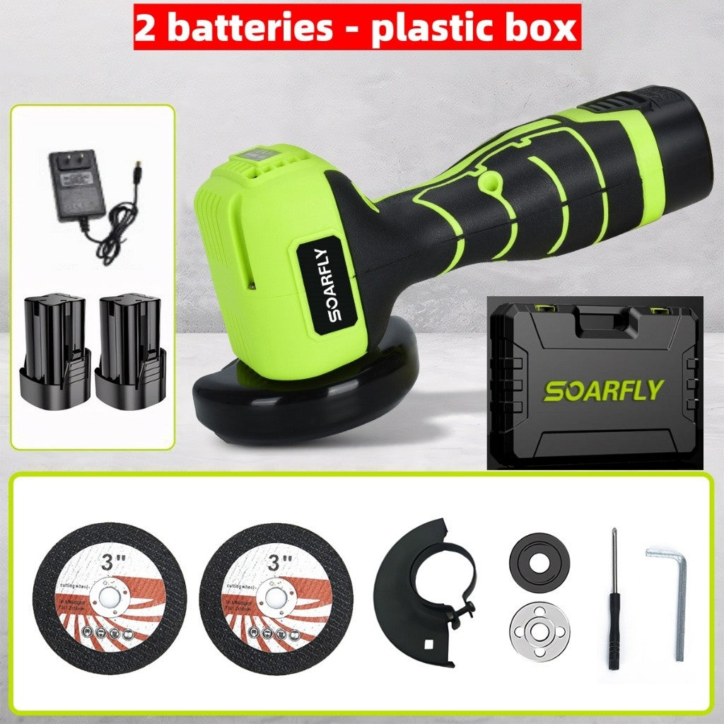 SOARFLY 3 Inch Cordless Angle Grinder Electric Hand Grinder Polisher Cutting Machine Two Batteries