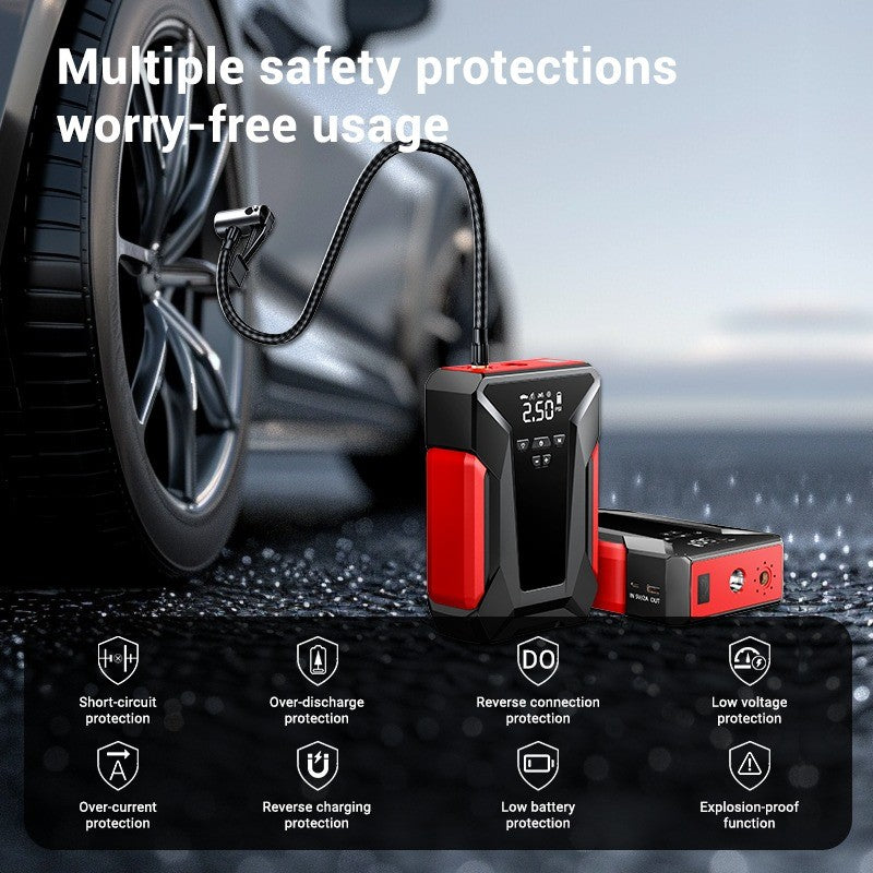 SOARFLY Car Jump Starter 99800 mAh 5 IN 1 Car tool set Portable Tire inflator Air Pump,Emergency Powerbank