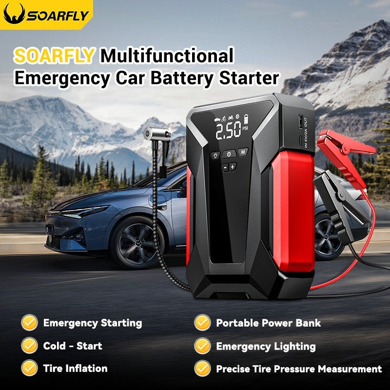 SOARFLY Car Jump Starter 99800 mAh 5 IN 1 Car tool set Portable Tire inflator Air Pump,Emergency Powerbank