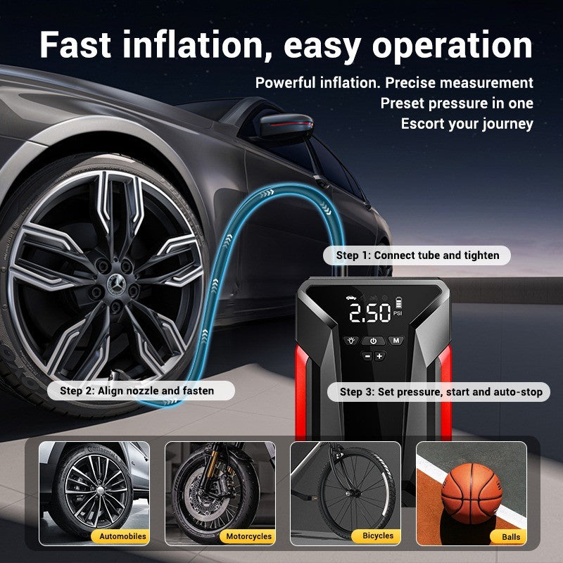 SOARFLY Car Jump Starter 99800 mAh 5 IN 1 Car tool set Portable Tire inflator Air Pump,Emergency Powerbank