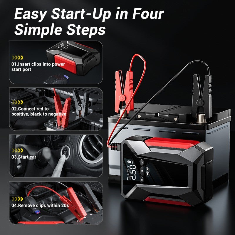 SOARFLY Car Jump Starter 99800 mAh 5 IN 1 Car tool set Portable Tire inflator Air Pump,Emergency Powerbank