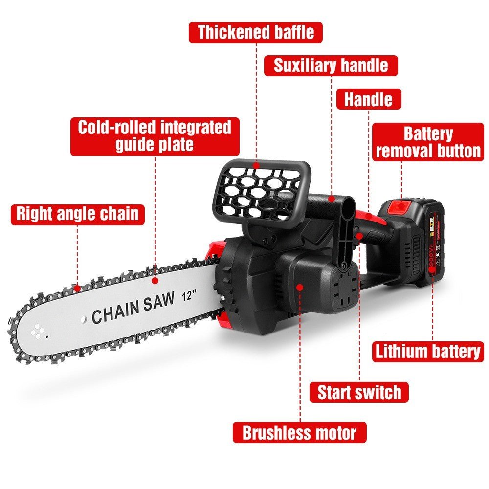 SOARFLY 12 Inch Cordless Mini Chainsaw Brushless Branch Saw Wood Pruning Saw Electric Pruner