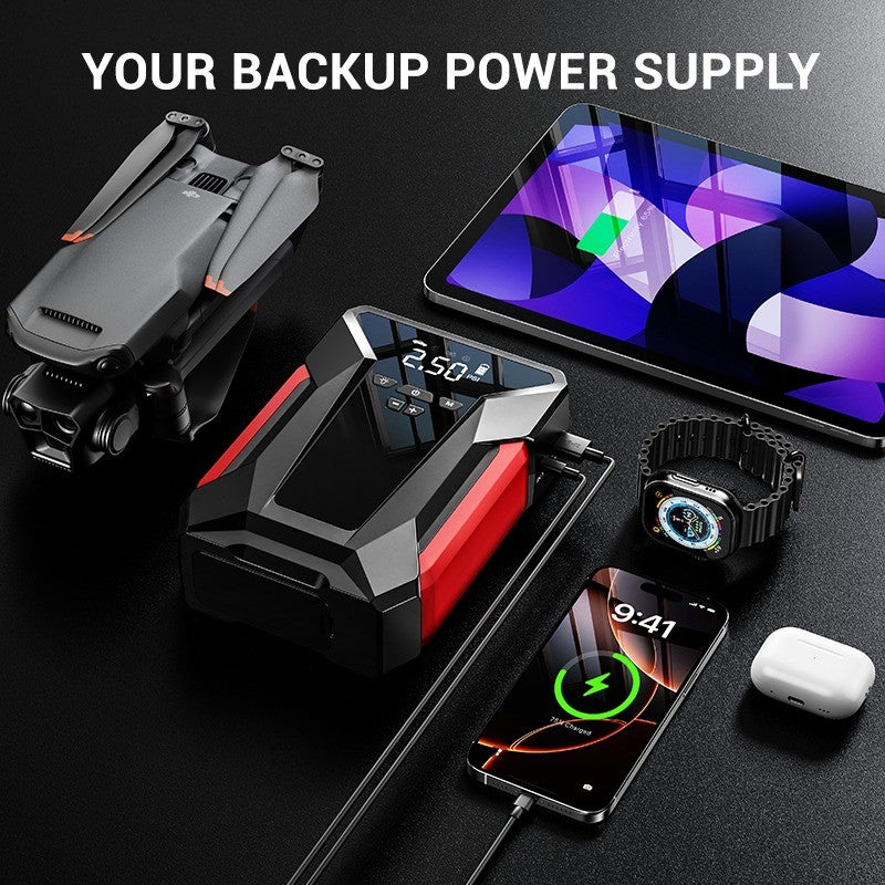 SOARFLY Car Jump Starter 99800 mAh 5 IN 1 Car tool set Portable Tire inflator Air Pump,Emergency Powerbank